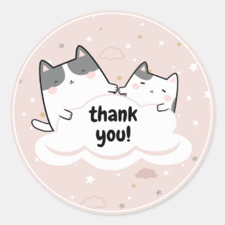 Adesivo Redondo Gatilho Gelado De Gato Rosa Gelado, Obrigado Nuven