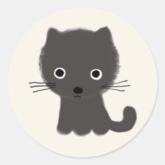 Adesivo Redondo Gatinho Cinza