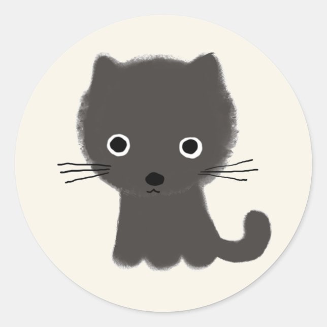 Adesivo Redondo Gatinho Cinza (Frente)
