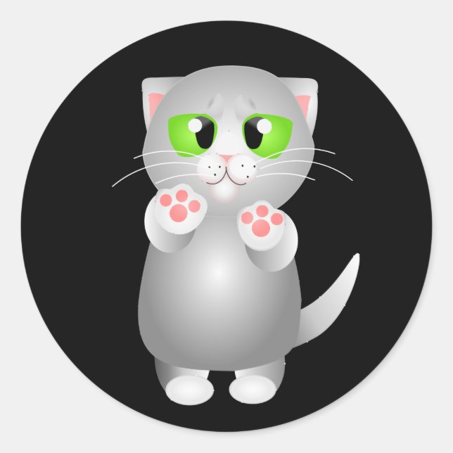 ADESIVO REDONDO GATINHO - CINZA (Frente)