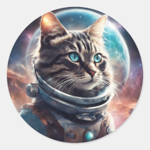 Adesivo Redondo Gatinho de espaço