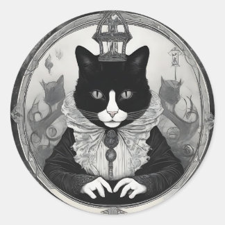 Adesivo Redondo Gatinho de Gótico