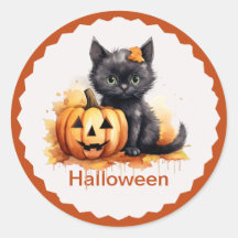 Gatinho de Halloween e Pumpkin Sticker
