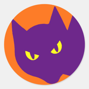 Adesivo Redondo Gatinho de Halloween, Mau assustador
