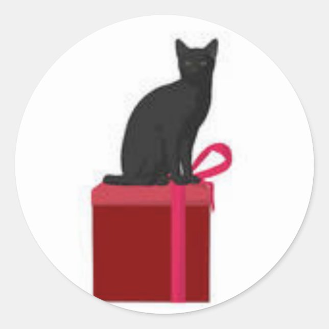 Adesivo Redondo Gatinho de Natal (Frente)