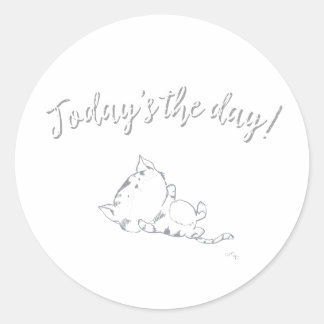 Adesivo Redondo Gatinho Divertido - Hoje é o dia!