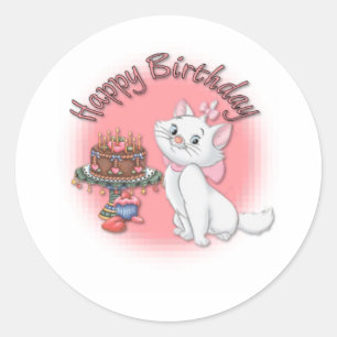 Adesivo Redondo Gatinho do aniversário