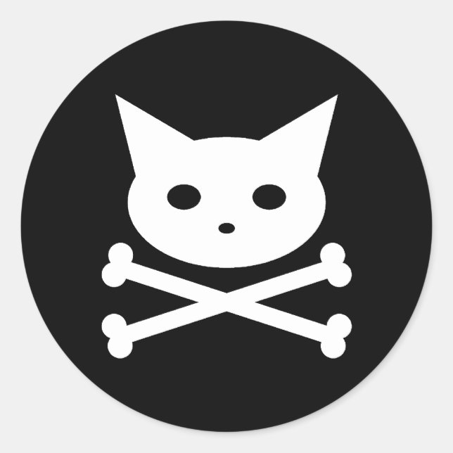 Adesivo Redondo Gatinho do crânio (Frente)