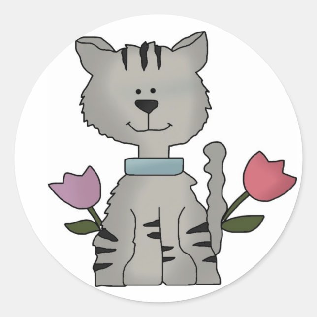 Adesivo Redondo Gatinho Envelope Stickers (Frente)