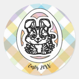 Adesivo Redondo Gatinho está vestido para Páscoa!