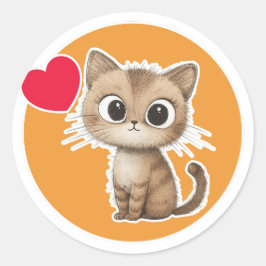 Adesivo Redondo Gatinho Fofo