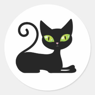 Adesivo Redondo Gatinho Fofo Kitty Desenho Animado Halloween Gato