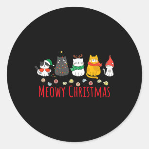 Adesivo Redondo Gatinho Gato de Santa Hat, Natal Holida