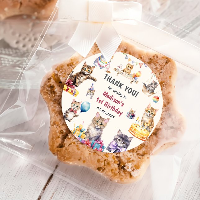 Adesivo Redondo Gatinho Gato Gato-Gato-Gato-Gato-primeiro aniversa (Criador carregado)