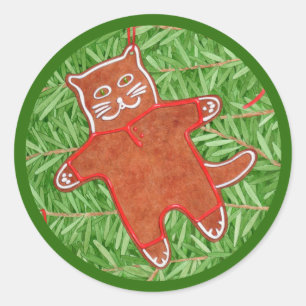 Adesivo Redondo Gatinho GINGERBREAD Vinheiros redondos grandes / V