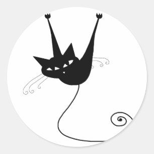 Adesivo Redondo Gatinho irrisório preto 1