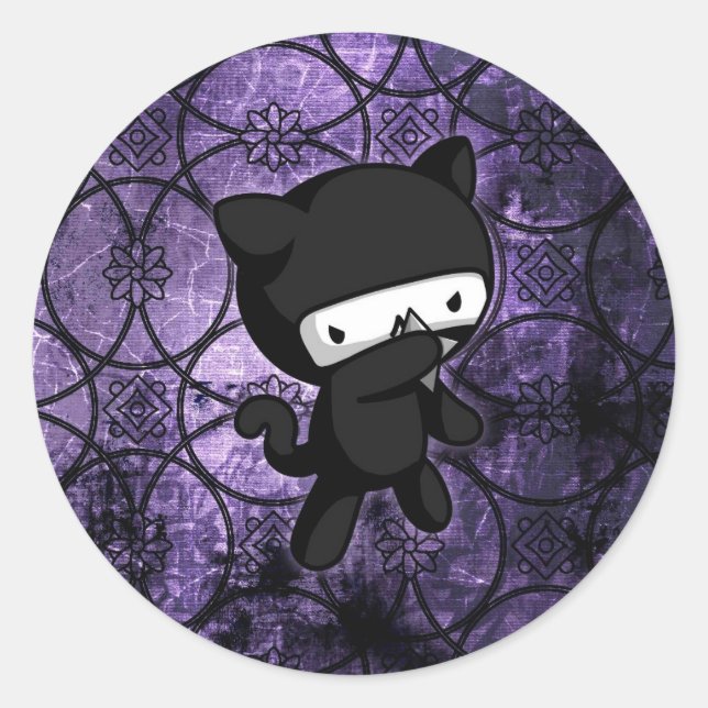 Adesivo Redondo Gatinho Ninja (Frente)