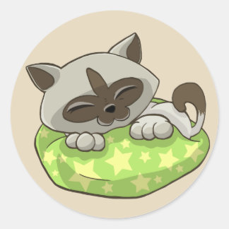 Adesivo Redondo gatinho nos autocolantes do travesseiro