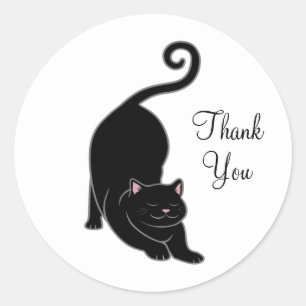 Adesivo Redondo Gatinho preto fofo Obrigado
