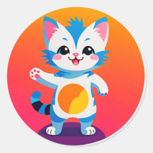 Adesivo Redondo Gatinho Tabby Feliz