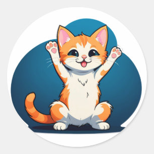 Adesivo Redondo Gatinho Tabby Feliz