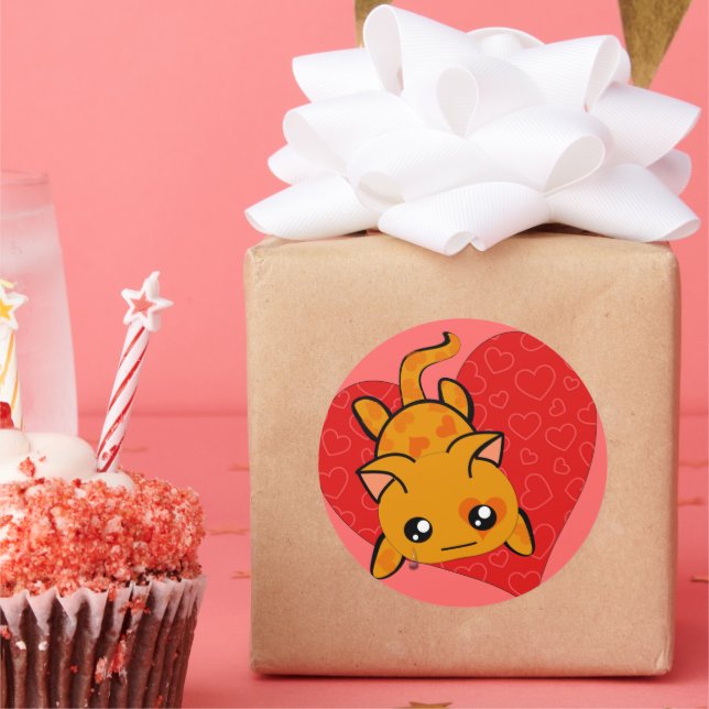 Adesivo Redondo Gatinho Ultra Cute Kawaii (Festa)