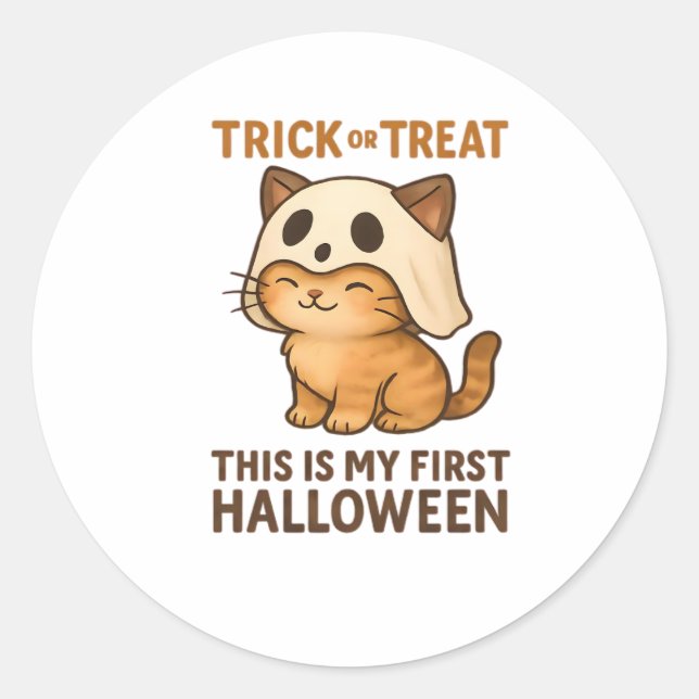 Adesivo Redondo gatinho vestindo uma máscara pronta para seu prime (Frente)