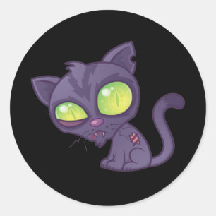 Adesivo Redondo Gatinho Zombie