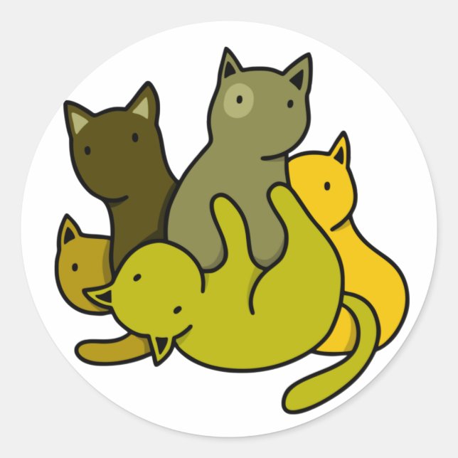Adesivo Redondo Gatinhos de oliveira (Frente)
