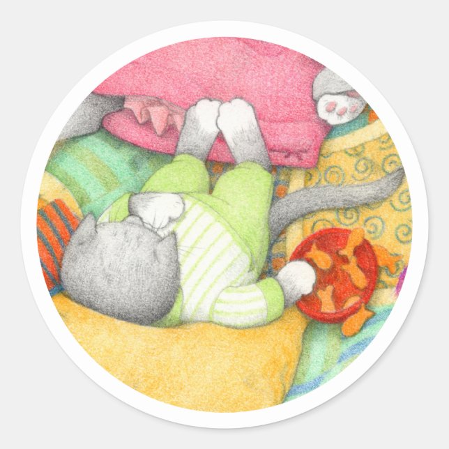 Adesivo Redondo Gatinhos DE PEIXES-DE-OURO (Frente)