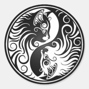 Adesivo Redondo Gatinhos de Yin Yang