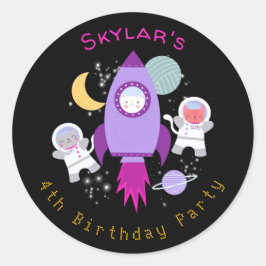 Adesivo Redondo Gatinhos do Espaço Exterior Gatinhos Astronautas R