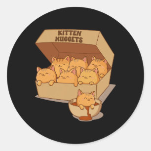 Adesivo Redondo Gatinhos Nuggets Comida Fofo-de-gato