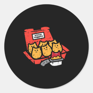 Adesivo Redondo Gatinhos Nuggets Gelados De Comida Rápida Gata Com