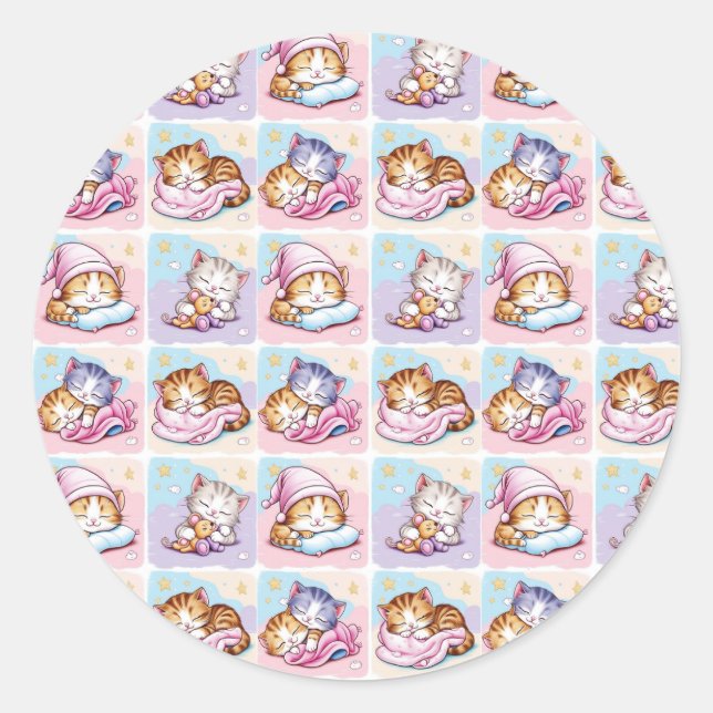 Adesivo Redondo Gatito de Sueños Classic Round (Frente)