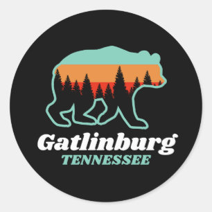 Adesivo Redondo Gatlinburg Tennessee TN Legal Bear Retro Vintage