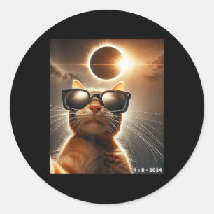 Adesivo Redondo Gato A Tomar Uma Selfie Com O Solar 2024 Eclipse W