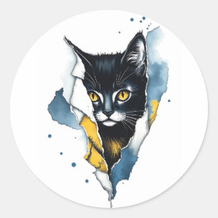 Adesivo Redondo Gato Adorável: Um Design Puro de Cuteness 🐾 ✨