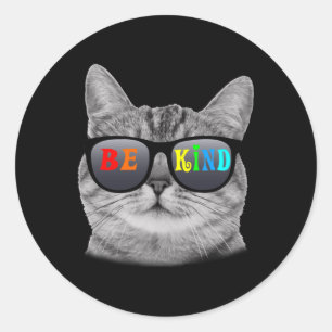 Adesivo Redondo Gato Anti-bullying Escolhe Ser Tipo Arco-Íris Long