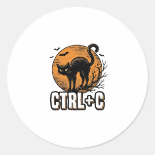Adesivo Redondo Gato Assustador CTRL C Design de Vetor de Hallowee