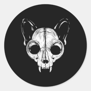 Adesivo Redondo Gato Assustador Gato Pele Felina Esqueleto Hallowe