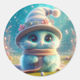 Adesivo Redondo Gato Azul do Assistente