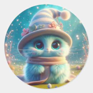 Adesivo Redondo Gato Azul do Assistente