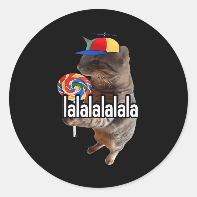Adesivo Redondo Gato Bobo Com Lollip Meme  (Frente)
