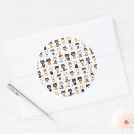 Adesivo Redondo Gato Bonito Halloween