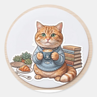 Adesivo Redondo Gato café 😺