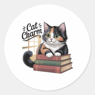 Adesivo Redondo Gato Charm Sticker