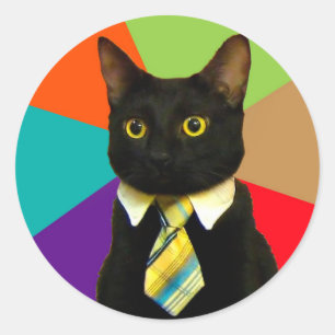 Adesivo Redondo Gato-chefe na gravata