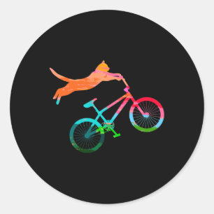 Adesivo Redondo Gato Ciclista Bicicleta Gatinho Mtb Bicicletas Bic