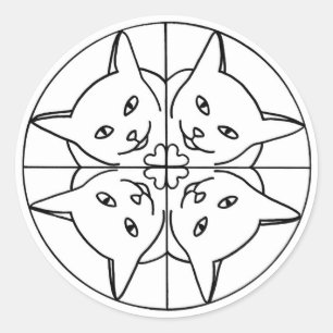 Adesivo Redondo Gato Colo Caleidoscópio Gatos Corações